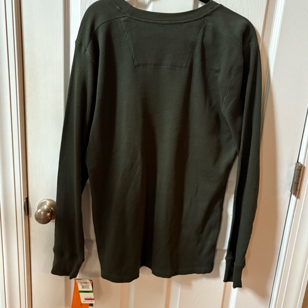 NEW Mens Field & Stream Thermal Waffle Long Sleeve Crew Neck Forest Green Sz L - Picture 4 of 12